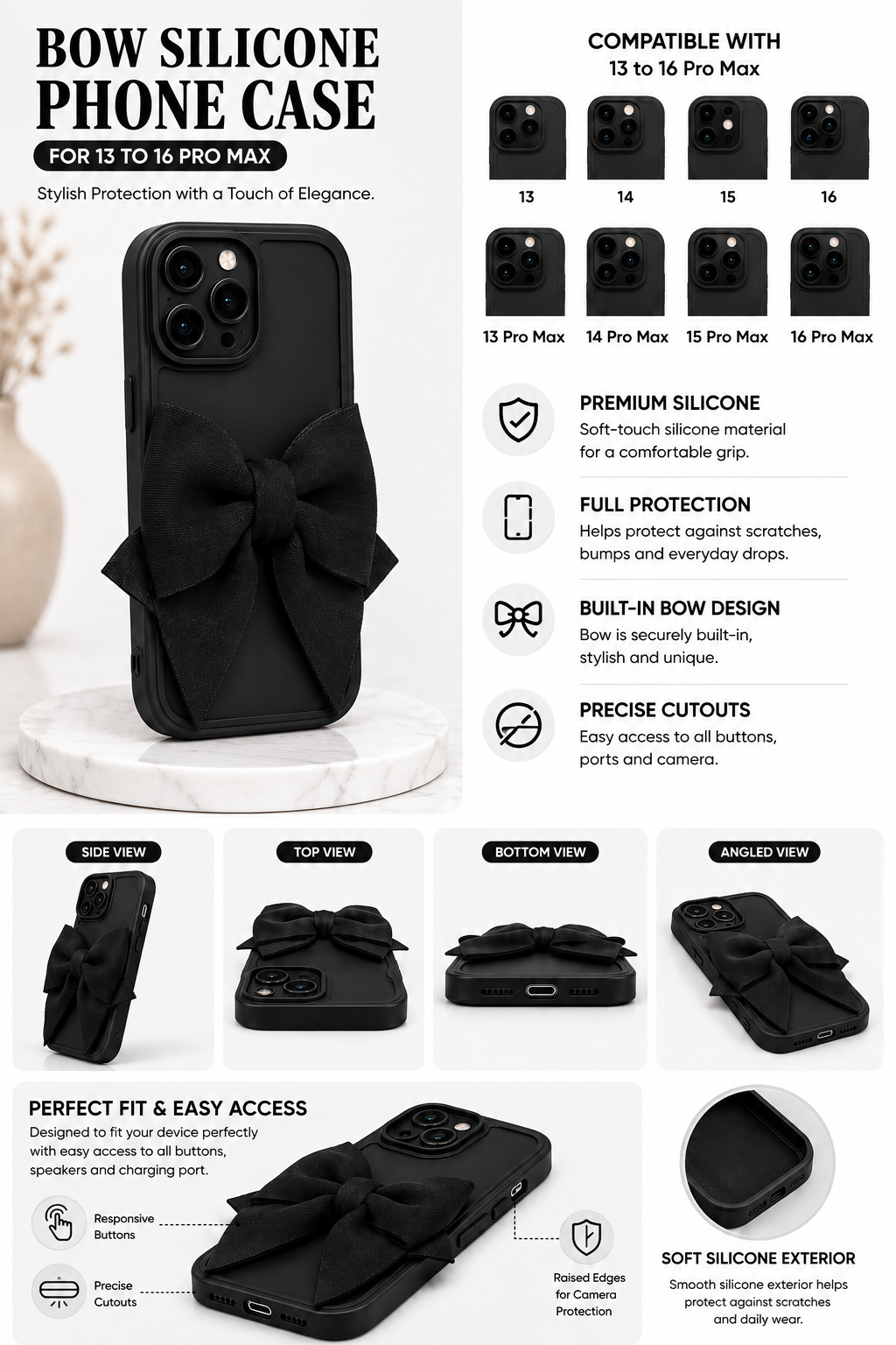 Black Bow iPhone Case
