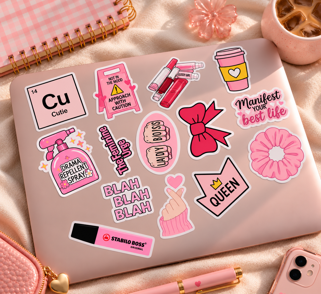 Pink Girly Vibes Sticker Pack – 16pc