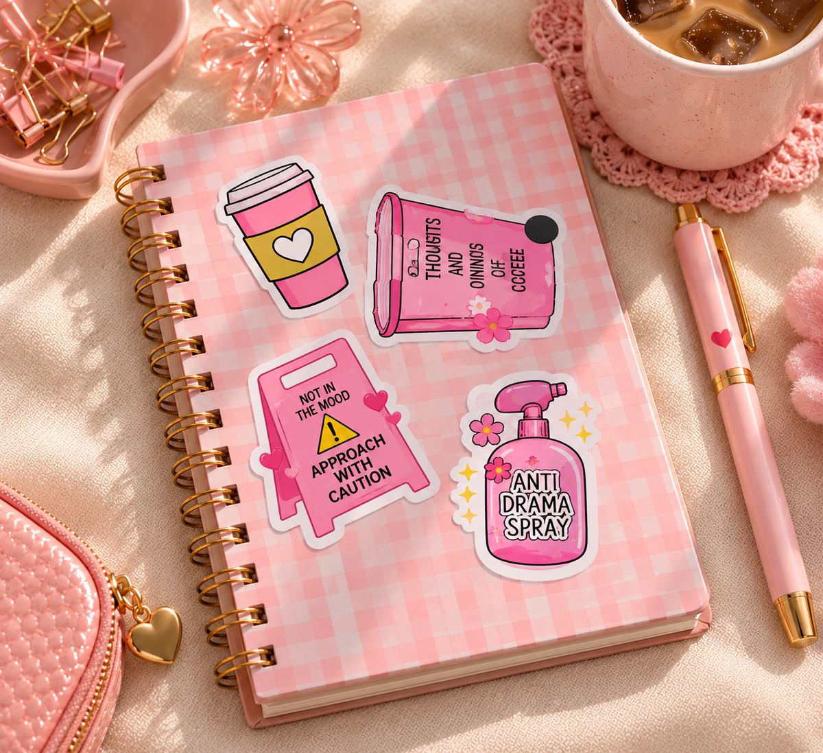 Pink Girly Vibes Sticker Pack – 16pc