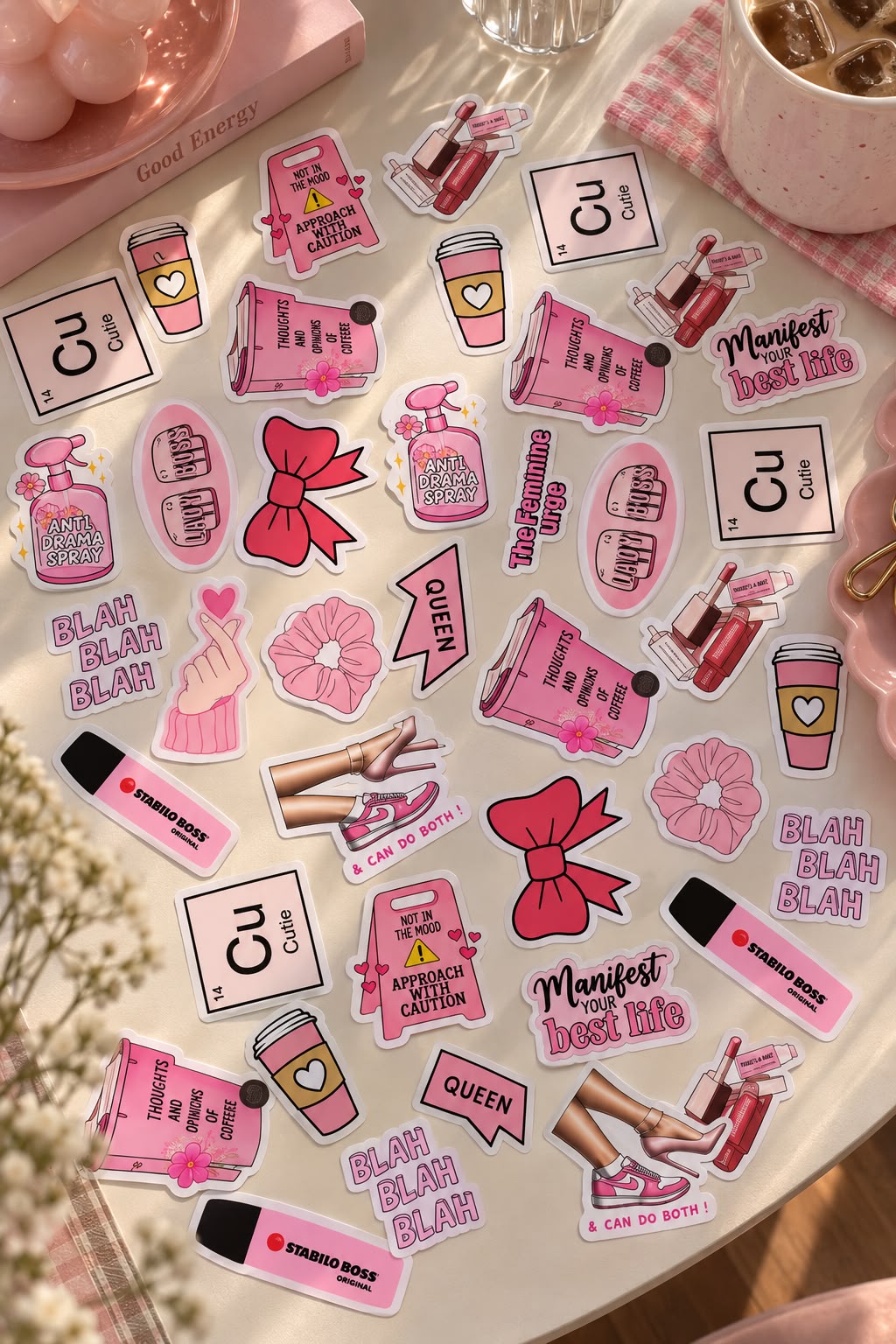 Pink Girly Vibes Sticker Pack – 16pc