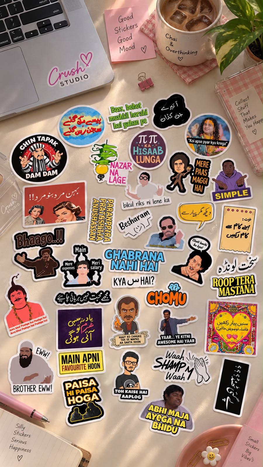 Desi Bollywood Meme Sticker Pack – 37pc