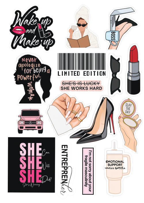 Girl Boss Vibes Sticker Pack – 16pc